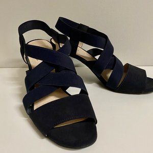 Life Stride Navy Strappy Sandal Heels 7.5